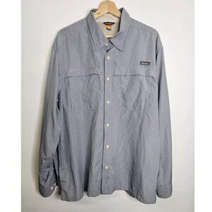 Eddie Bauer Travex Shirt Button Down Long Sleeve Blue Check Men's XL